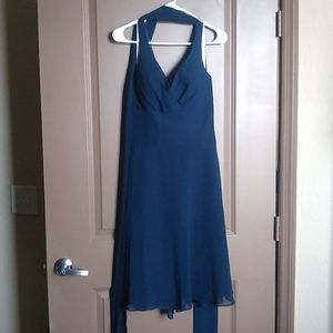 Azazie Navy Blue Knee Length Bridesmaid Dress